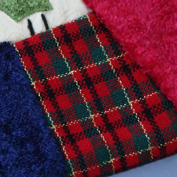 Nice 18" Stocking Farmhouse Patchwork Christmas Embellished Buffalo Check Fabric - Picture 14 of 14